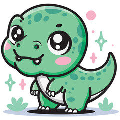Green baby boy dinosaur Vector clipart