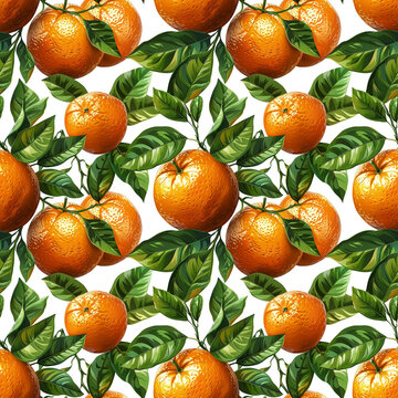Seamless fruit pattern with oranges