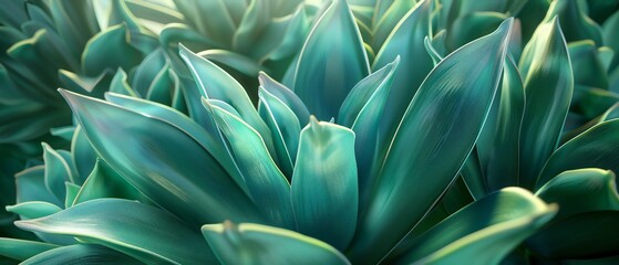 Verdant Revival: The vibrant green hues of Yucca leaves herald a fresh revival of nature's beauty. - obrazy, fototapety, plakaty