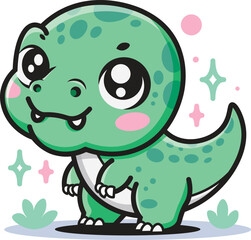 Green baby boy dinosaur Vector clipart