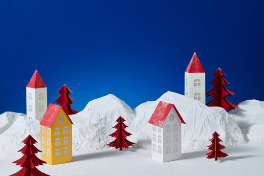 Houses from paper and a color cardboard.