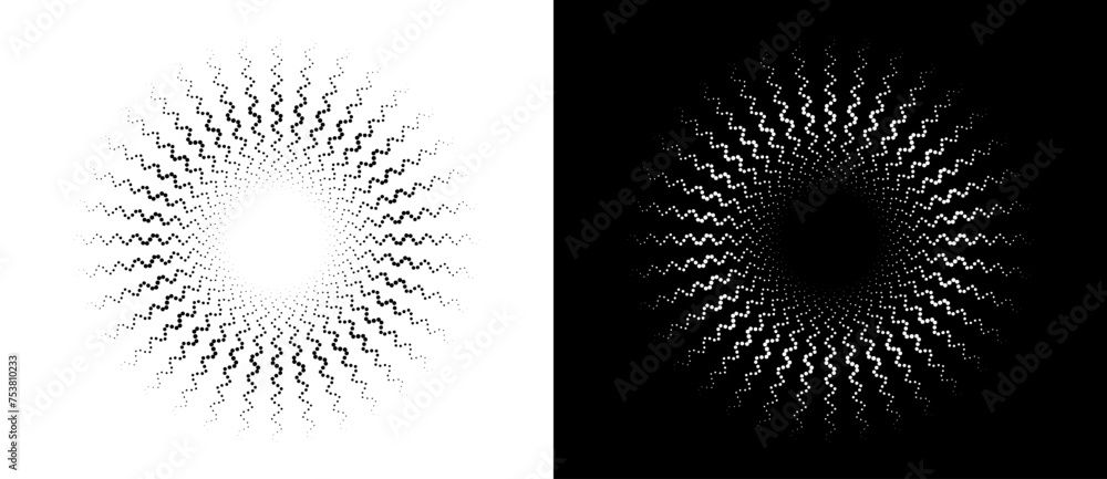 Poster art sun concept background. tattoo template or logo with lines. black shape on a white background an