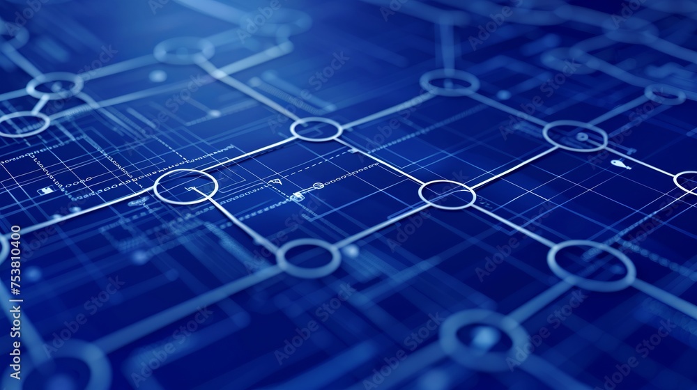 Poster concept of a technology workflow with a blue background