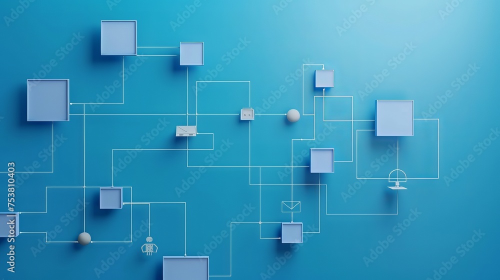 Poster concept of a technology workflow with a blue background