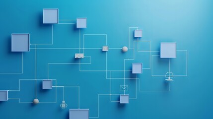 Concept of a technology workflow with a blue background