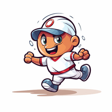 Baseball run cartoon. Mascot Character vector. 