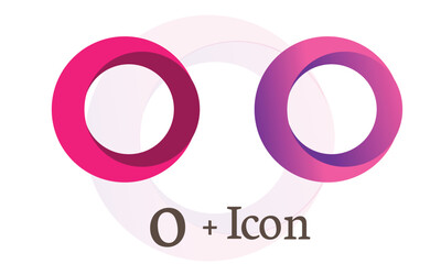 Obraz premium O name logotype concept. Isolated abstract design. Stained-glass colored trendy graphic template. Pure clear drinking blue bubbles bunch. Corporate healthcare branding identity. Washing blue sparkling