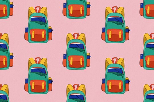 Backpack. Back to school concept pattern illustration