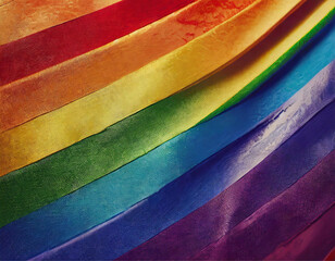 Um tecido com dobras, bagunçado, com listras do movimento lgbt. Cores do arco-íris.