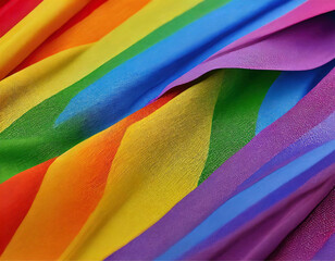 Um tecido com dobras, bagunçado, com listras do movimento lgbt. Cores do arco-íris.