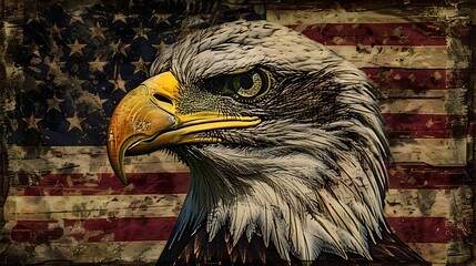 Eagle with American Flag in Various Styles, To provide a striking and patriotic image for commercial or personal use, conveying a sense of freedom,