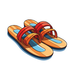 Beach slippers cartoon illustration design for icon