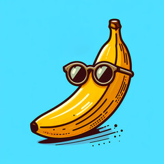 illustration of a banana sunglasses are lying, digital art