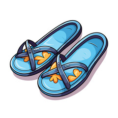 Beach slippers cartoon illustration design for icon