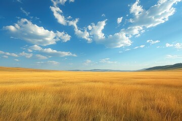 Obraz premium Expansive Grassy Field under a Wide Sky