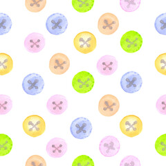 background with buttons  watercolor drawing seamless Easter pattern multi-colored buttons on a white background pastel colors basis for creativity
