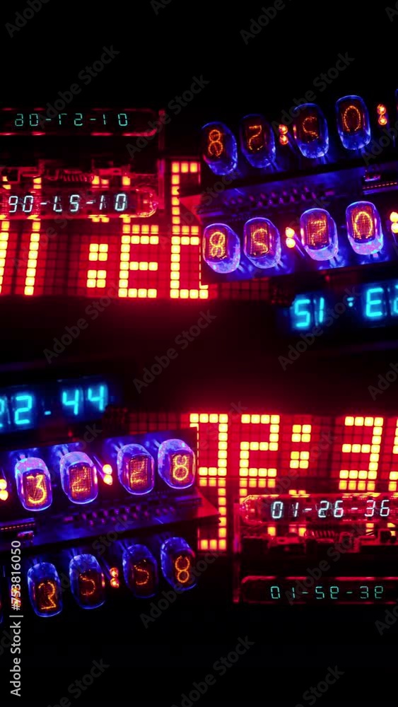 Aufkleber counting numbers, time and code information in vertical