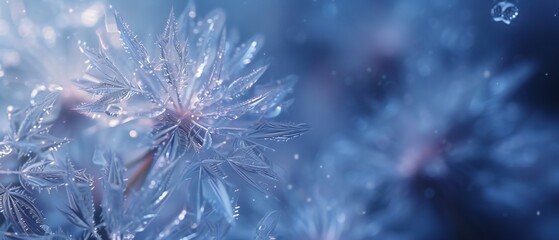 Glacial Elegance: Dandelion's macro beauty glows with icy grace, a vision of frozen elegance.