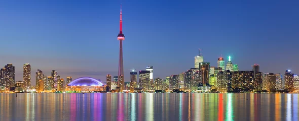 Wandcirkels aluminium Kanada, Ontario, Toronto, Skyline, CN Tower, Lake Ontario © Rainer Mirau