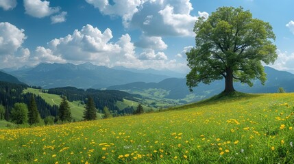 Serene Meadow with Solitary Tree