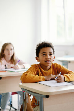 Elementary educational school concentrated pupil portrait