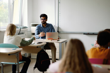 Tutor class teaching working profession students listening
