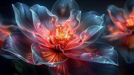 Zelfklevend Fotobehang Abstract colorful glowing 3D flower as wallpaper © Mudassir