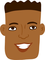 Character smiling man. Afro American,young and aged. Vector outline illustration, linear, thin line, hand drawn sketch, doodle