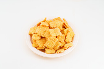 Special Chinese snack crispy rice on white background