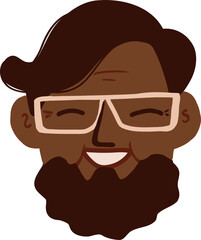 Character smiling man. Afro American,young and aged. Vector outline illustration, linear, thin line, hand drawn sketch, doodle