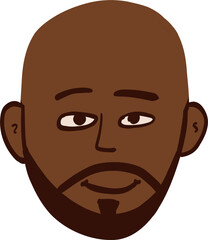 Character smiling man. Afro American,young and aged. Vector outline illustration, linear, thin line, hand drawn sketch, doodle 
