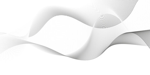 Fototapeta premium Abstract white blend waves lines and technology transparent gradient background. Modern white flowing wave lines and glowing moving lines. Futuristic technology and sound digital wave line background.