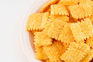 Special Chinese snack crispy rice on white background