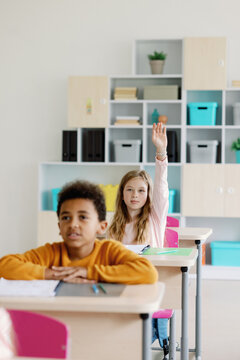 Back to school lesson exercise pupils hand up education