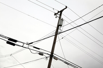 Abstract shapes made with telegraph poles and wires - Revelstoke - British Columbia - Canada
