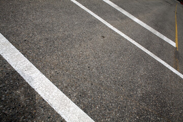 Fototapeta premium Painted lines and geometry on the tarmac - Revelstoke - British Columbia - Canada