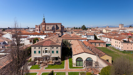view from the top of the walls of the village of Cittadella