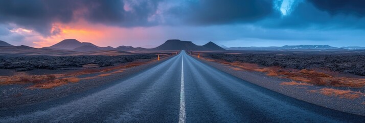 Obraz premium Road Through Volcanic Fields