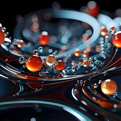 dance of molecules with a high-scale magnification spiral against a black background