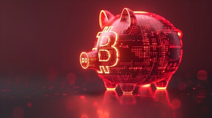 A red pig with the letter Bitcoin on it