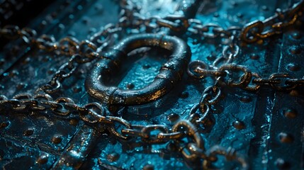 A close up of a chain with a metal ring in the middle