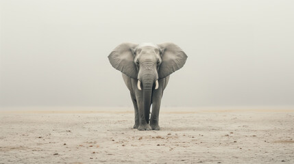 Fototapeta na wymiar Elephant stand in the barren land - environment concept