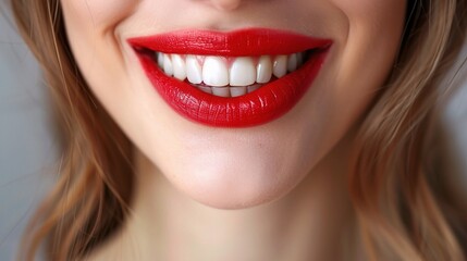 Fototapeta premium Teeth, dental, and oral hygiene with a model woman in studio on a gray background for teeth whitening.