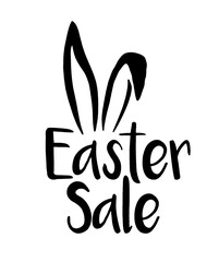 Easter Sale text with graphic of cute rabbit ears in black and white