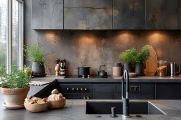 Modern Kitchen In Luxury Home - Powered by Adobe