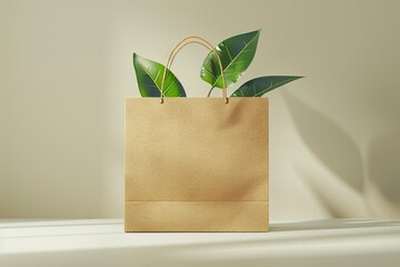 Eco-friendly paper bag mockup in natural light. Generative AI