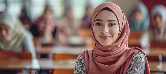 Modern Muslim woman in the classroom