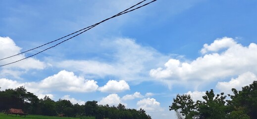 Blue sky with white clouds background. Sky daylight natural view