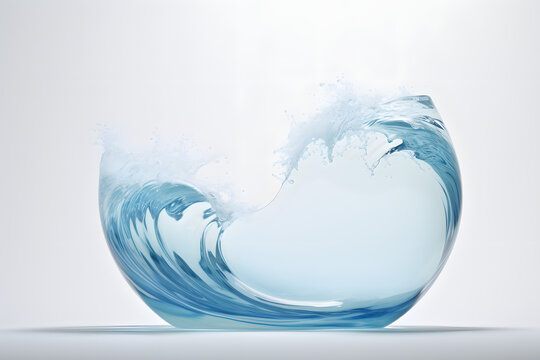 Let your imagination flow with the elegant simplicity of a rounded splash of blue water isolated on a white background.  Generative AI,