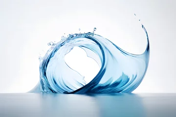 Poster Let your imagination flow with the elegant simplicity of a rounded splash of blue water isolated on a white background. Generative AI, © Ajrak